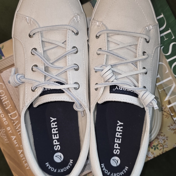 Sperry Women's White Canvas Sneakers - Picture 2 of 6